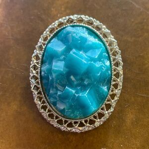 Vintage Green faux Stone brooch